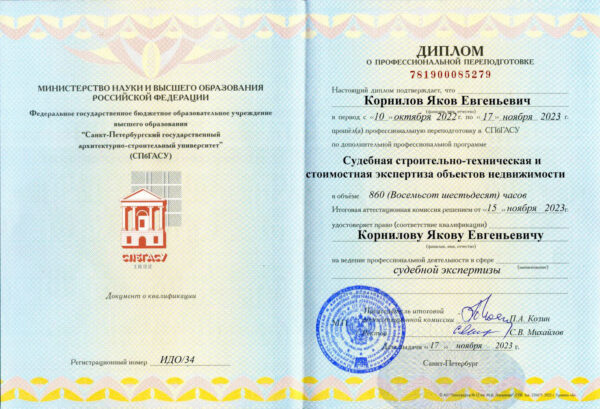 Диплом о профпереподготовке по судебной экспертизе