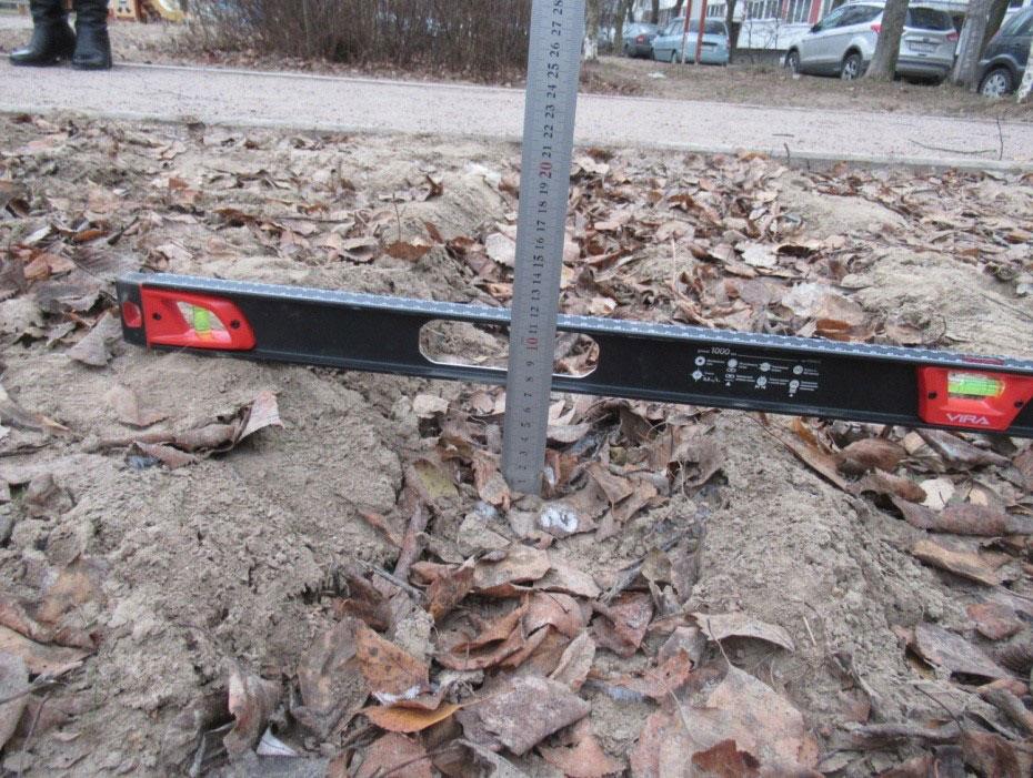 Внешняя экспертиза работ по благоустройству по 44-ФЗ: контрольный замер основания на объекте